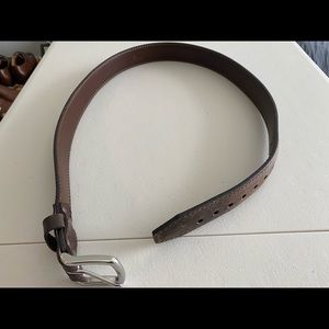 Dark Coffee Brown Leather Tow Belt - Size 34